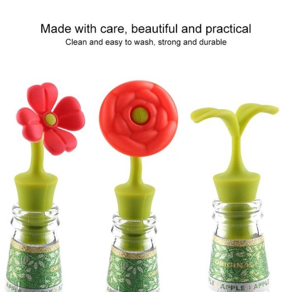 3 PCS Creative Wine Drink Preservation Stopper Flower Silicone Wine Stopper (Red Sun Flower) - Image 5