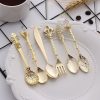 6pcs / Set Vintage Mini Coffee Spoons Suit Royal Style Metal Carved Coffee Fruit Cutler Dessert Flatware Kitchen Tools Gold - Image 4