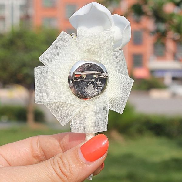 Wedding Groom Bride Boutonniere Rhinoceros Calla Brooch Wrist Flower, Style: 2 Sets Of Silver - Image 5