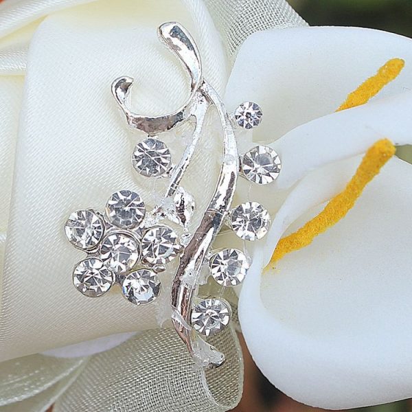 Wedding Groom Bride Boutonniere Rhinoceros Calla Brooch Wrist Flower, Style: 2 Sets Of Silver - Image 6