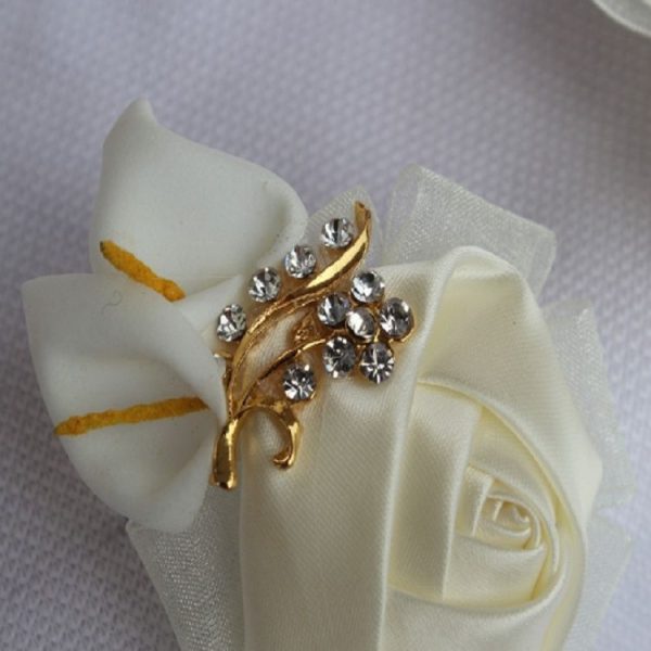 Wedding Groom Bride Boutonniere Rhinoceros Calla Brooch Wrist Flower, Style: 2 Sets Of Silver - Image 8