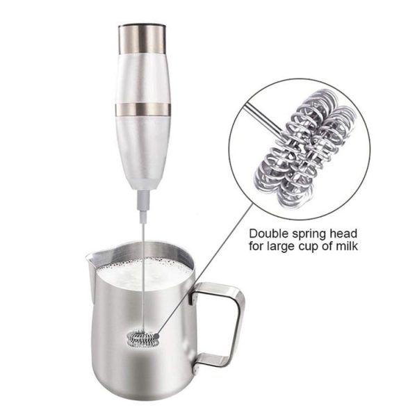 Electric Milk Frother Foamer Double Spring Triple Spring Stainless Steel Mixer - Image 3