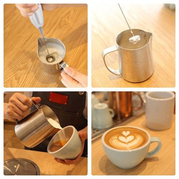 Electric Milk Frother Foamer Double Spring Triple Spring Stainless Steel Mixer - Image 5