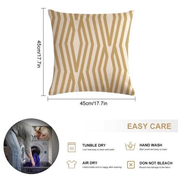 Multi-color Cotton Linen Mustard Pillow Case Yellow Geometric Pillow Covers Decorative Size: 45CM x 45CM (1) - Image 3
