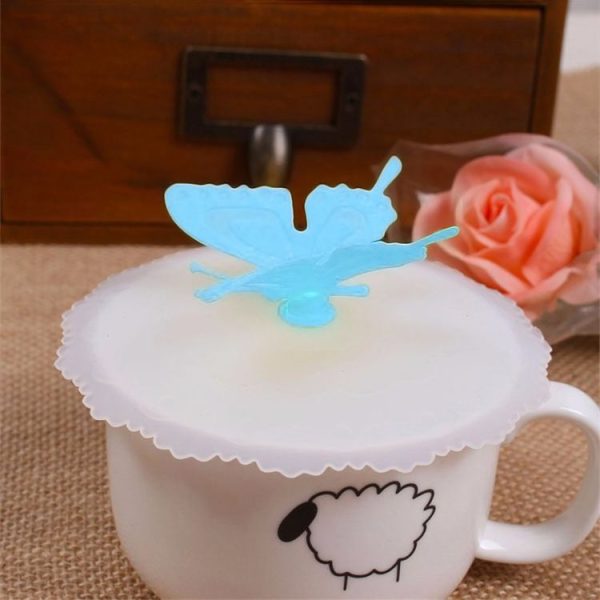 2 PCS Creative Dustproof Silicone Butterfly Transparent Lace Cup Cover (Blue) - Image 2