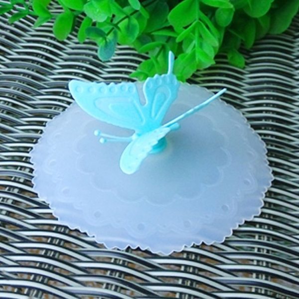 2 PCS Creative Dustproof Silicone Butterfly Transparent Lace Cup Cover (Blue) - Image 4