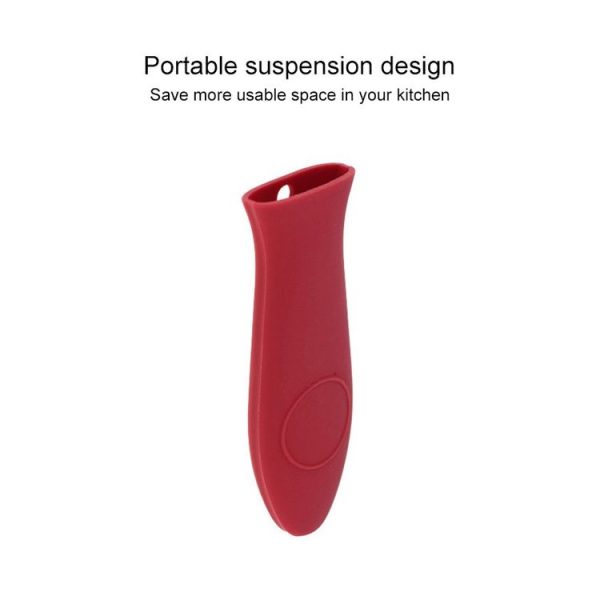 Silicone Pot Holder Handle Anti Slip Cover for Kitchen Thick Soft Pot Handle (Red) - Image 3