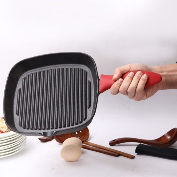 Silicone Pot Holder Handle Anti Slip Cover for Kitchen Thick Soft Pot Handle (Red) - Image 8