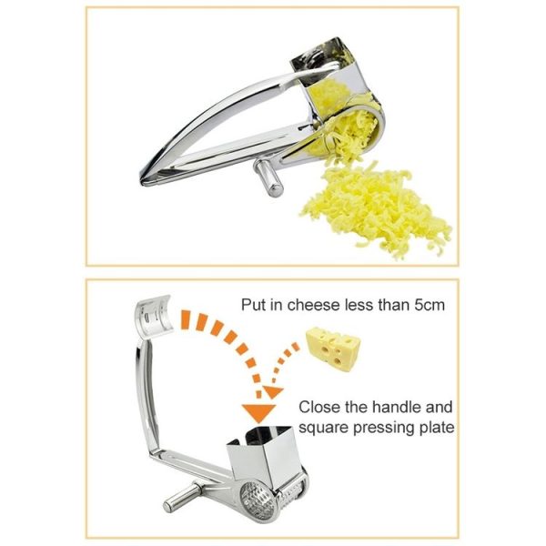 Cheese Grater Rotory Container Stainless Steel Hand-Crank Rotary Shredder with flakes - Image 4