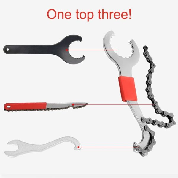 2 PCS Three-in-one Bicycle Integrated Bottom Shaft Flywheel Fixed Wrench Tail Hook Tool - Image 3