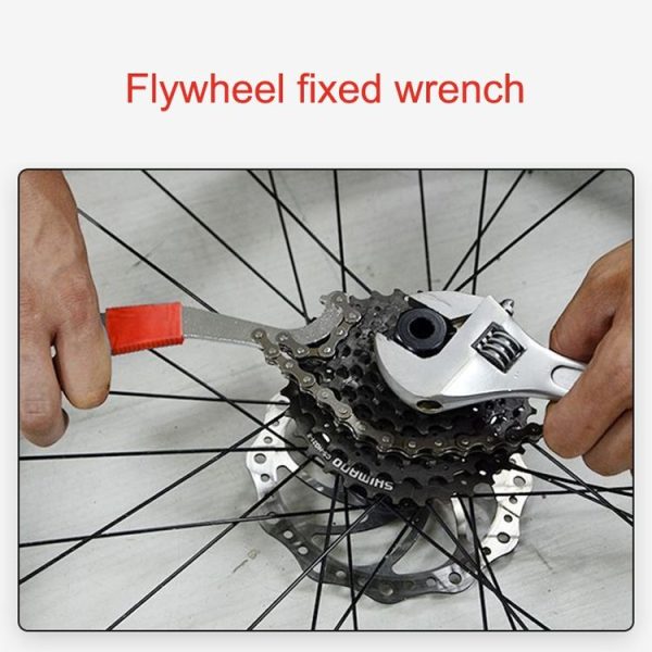2 PCS Three-in-one Bicycle Integrated Bottom Shaft Flywheel Fixed Wrench Tail Hook Tool - Image 7