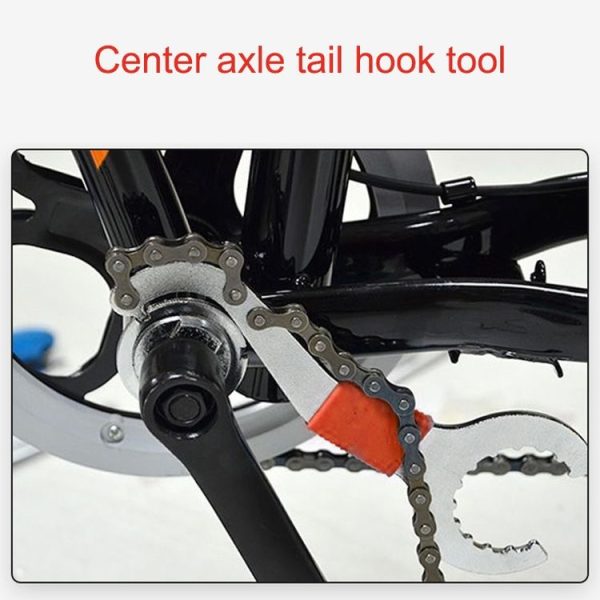 2 PCS Three-in-one Bicycle Integrated Bottom Shaft Flywheel Fixed Wrench Tail Hook Tool - Image 8