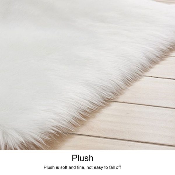 Luxury Rectangle Square Soft Artificial Wool Sheepskin Fluffy Rug Fur Carpet, Size: 45x45cm (Gray) - Image 4