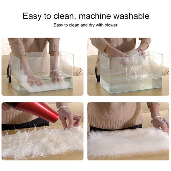 Luxury Rectangle Square Soft Artificial Wool Sheepskin Fluffy Rug Fur Carpet, Size: 45x45cm (Gray) - Image 5