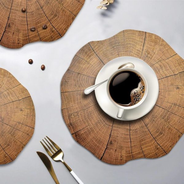 2 PCS Wood Placement Table Mats Tableware Pad Lotus Shape Tea Cup Bowl Decoration - Image 2