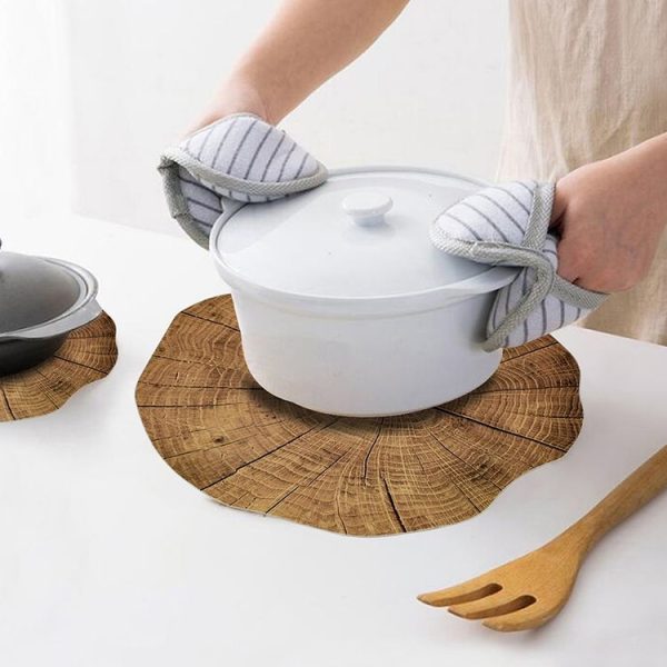 2 PCS Wood Placement Table Mats Tableware Pad Lotus Shape Tea Cup Bowl Decoration - Image 4