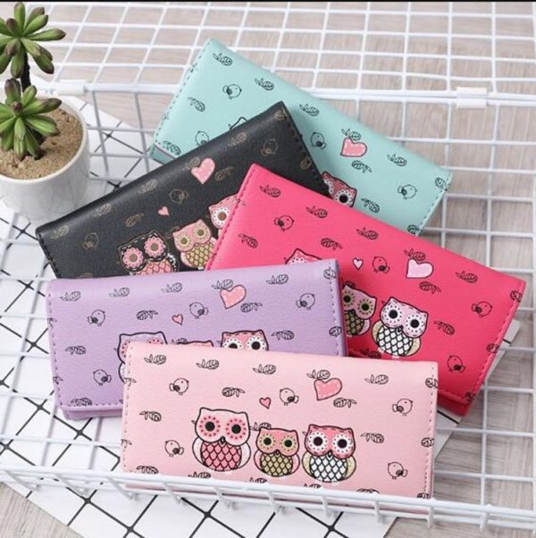 Cartoon Cute Owl Lady Wallet Long Clutch Bag (Purple) - Image 3