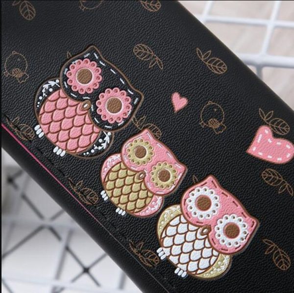 Cartoon Cute Owl Lady Wallet Long Clutch Bag (Purple) - Image 5