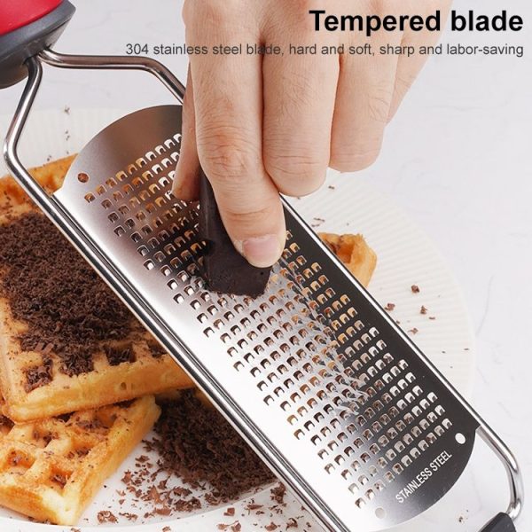 Cheese Grater Stainless Steel Blade Cheese Slicer Lemon Grater Chocolate Scraping Planer with Protective Cover (Black) - Image 5