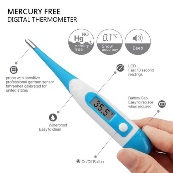 2 PCS LCD Electronic Digital Baby Thermometer Waterproof Soft Tip Medicine Home Thermometer, Random Color Delivery - Image 5