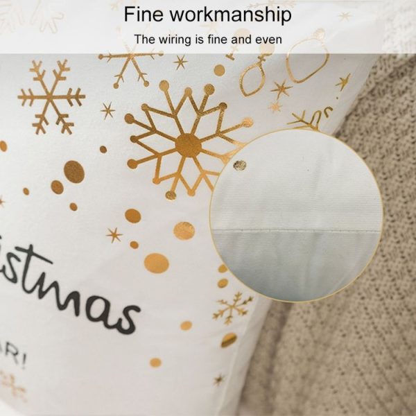 Merry Christmas Pillow Case Gold Foil Printing Pillow Cover Sofa Waist Throw Cushion Cover Coffee Shop Decorative 43cm x 43cm (17) - Image 3