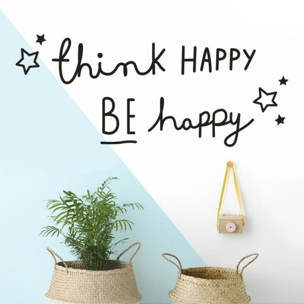 Think Happy Be Happy English Letter Wall Stickers Home Decor Living Room Bedroom Children's Room Applique Mural - Image 2