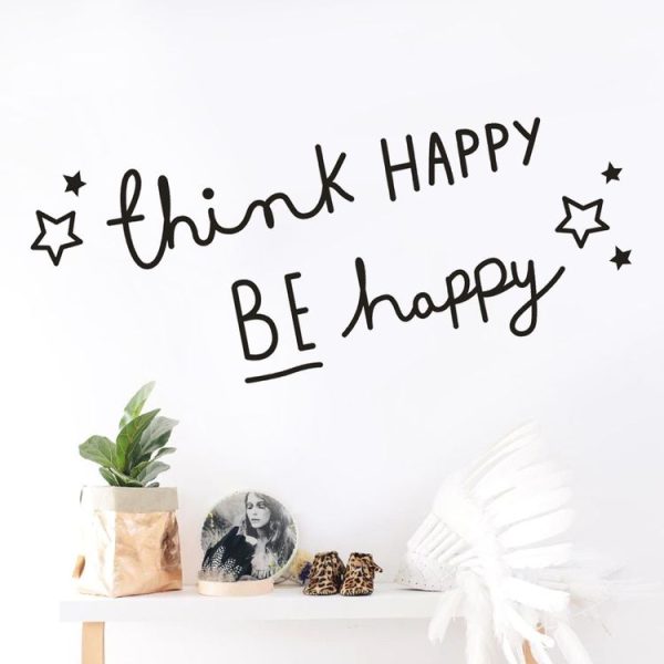Think Happy Be Happy English Letter Wall Stickers Home Decor Living Room Bedroom Children's Room Applique Mural - Image 3
