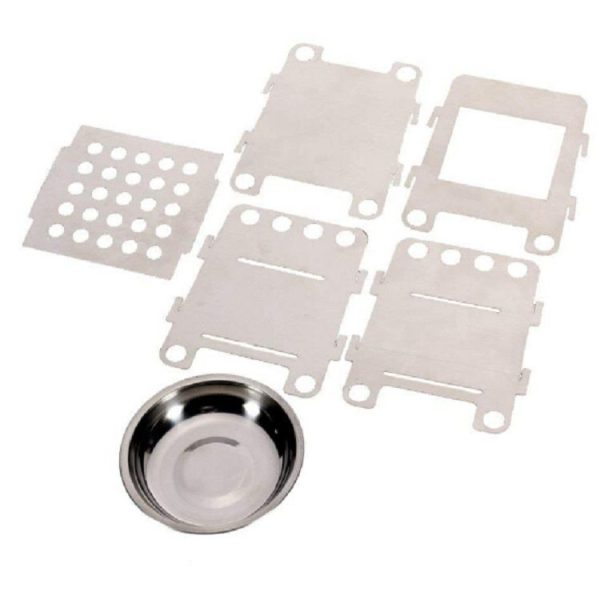 Camping Wood Stove Ultralight Folding Pocket Stove Outdoor Backpacking Cooking Wood Burning Stove Aluminum-Titanium - Image 2