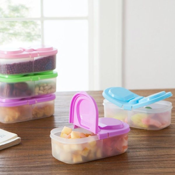 Lunch Box Food Container Plastic Portable Camping Picnic Folding Fruit Container Fridge Microwave Storage Box (Blue) - Image 3