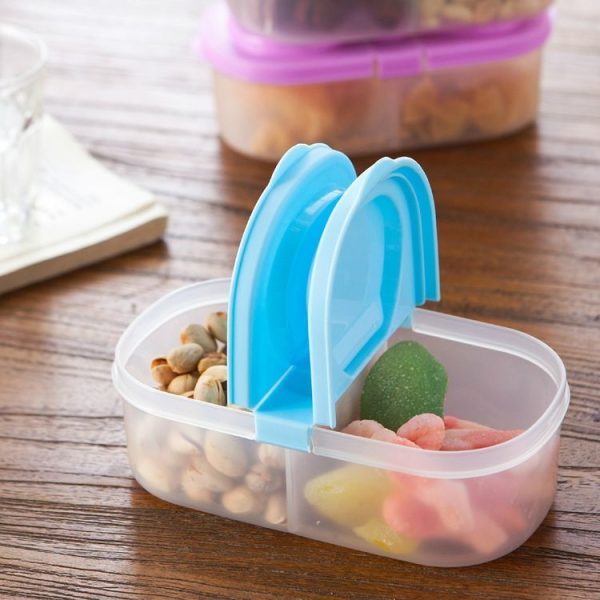 Lunch Box Food Container Plastic Portable Camping Picnic Folding Fruit Container Fridge Microwave Storage Box (Blue) - Image 4