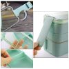 900ml 3 Layers Bento Box Lunch Box Food Container Wheat Straw Material Microwavable Dinnerware Lunchbox (Green) - Image 4