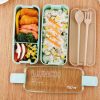 900ml 3 Layers Bento Box Lunch Box Food Container Wheat Straw Material Microwavable Dinnerware Lunchbox (Green) - Image 5