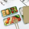 900ml 3 Layers Bento Box Lunch Box Food Container Wheat Straw Material Microwavable Dinnerware Lunchbox (Green) - Image 6