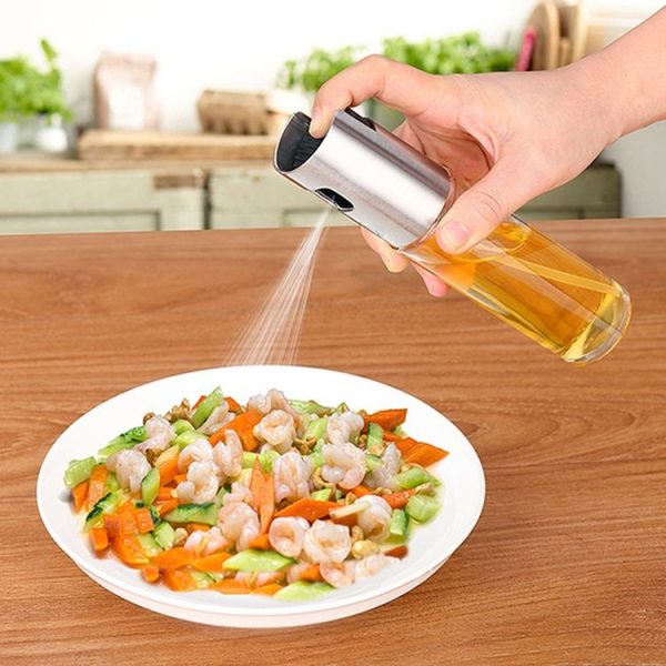 Plastic Glass Olive Pump Spray Bottle Oil Sauce Vinegar Bottle Oil Dispenser (Silver) - Image 4