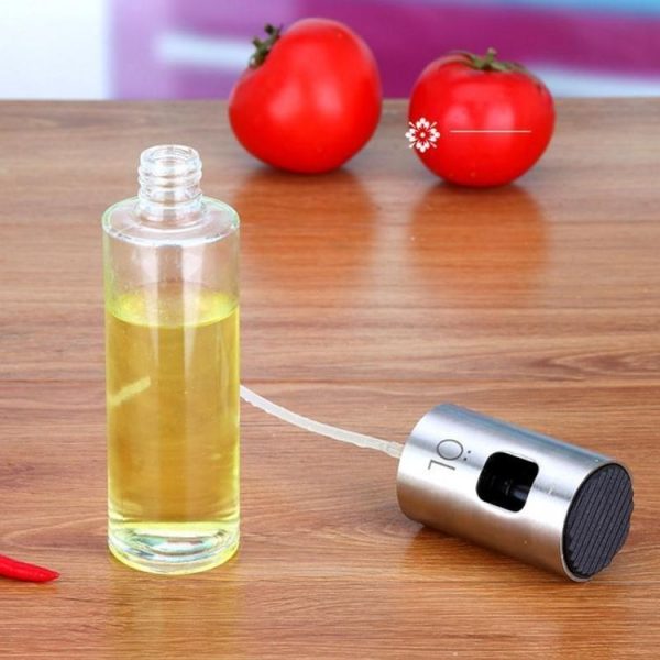 Plastic Glass Olive Pump Spray Bottle Oil Sauce Vinegar Bottle Oil Dispenser (Silver) - Image 5