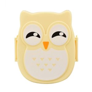 Cartoon Owl Pattern Lunch Box Food Container picnic Storage Box Portable Bento Box (Yellow)