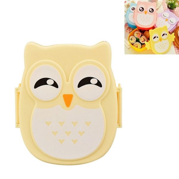 Cartoon Owl Pattern Lunch Box Food Container picnic Storage Box Portable Bento Box (Yellow) - Image 2