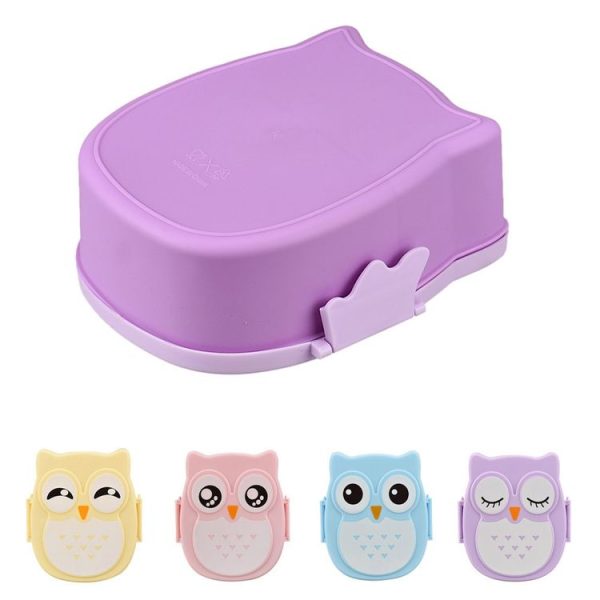 Cartoon Owl Pattern Lunch Box Food Container picnic Storage Box Portable Bento Box (Yellow) - Image 4