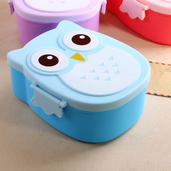 Cartoon Owl Pattern Lunch Box Food Container picnic Storage Box Portable Bento Box (Yellow) - Image 5
