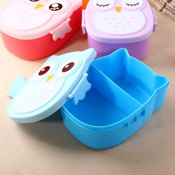 Cartoon Owl Pattern Lunch Box Food Container picnic Storage Box Portable Bento Box (Yellow) - Image 6