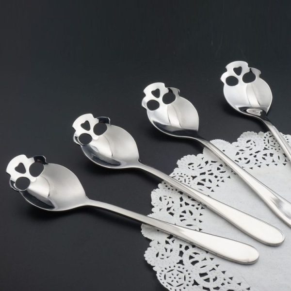 2 PCS Stainless Skull Shape Ice Cream Tea Spoons Kitchen Tools Food Drade Tea Coffee Milk Spoon Natural - Image 3