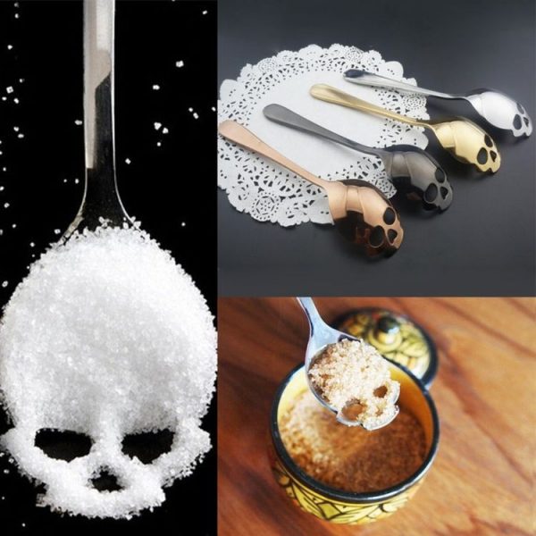 2 PCS Stainless Skull Shape Ice Cream Tea Spoons Kitchen Tools Food Drade Tea Coffee Milk Spoon Natural - Image 6