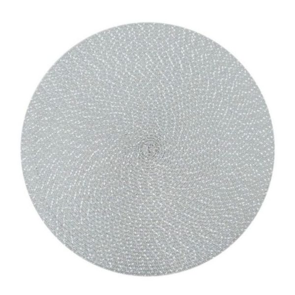 2 PCS PP Round Oval Woven Placemat, Size: Diameter 18cm (Gray)