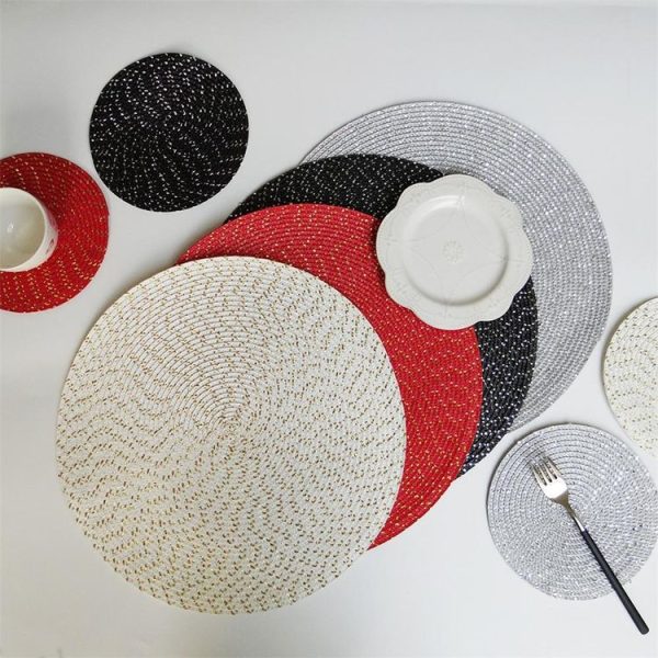 2 PCS PP Round Oval Woven Placemat, Size: Diameter 18cm (Gray) - Image 3