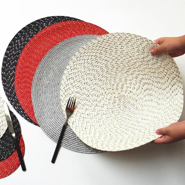 2 PCS PP Round Oval Woven Placemat, Size: Diameter 18cm (Gray) - Image 4