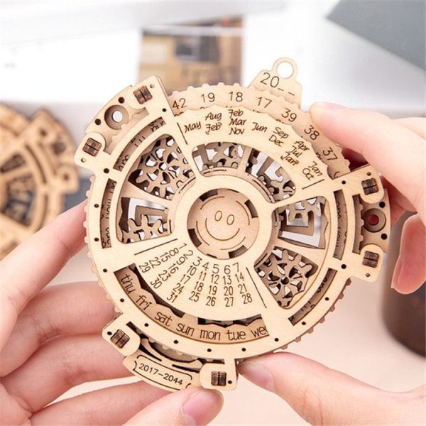 Children Wooden Mechanical Gear Perpetual Calendar 3D Puzzle Model DIY Assembled Toys - Image 3
