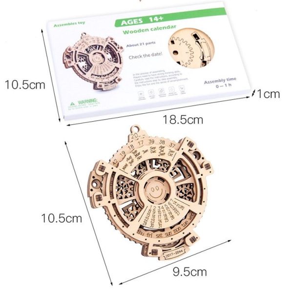 Children Wooden Mechanical Gear Perpetual Calendar 3D Puzzle Model DIY Assembled Toys - Image 5