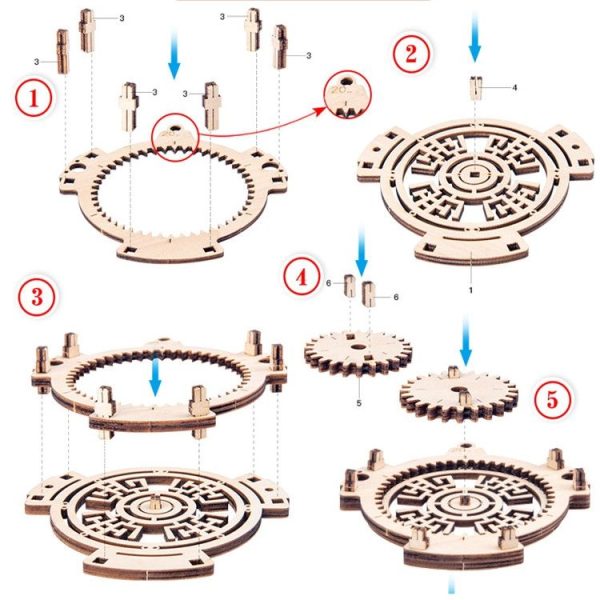 Children Wooden Mechanical Gear Perpetual Calendar 3D Puzzle Model DIY Assembled Toys - Image 6