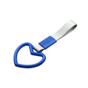 JDM Car Static Belt Decorative Warning Hanging Ring Rear Bumper Warning Ring Car Safety Hand Ring (Heart-Shaped Blue)