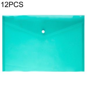 12 PCS A4 Clear Document Bag Paper File Folder Stationery School Office PP Case (Green)